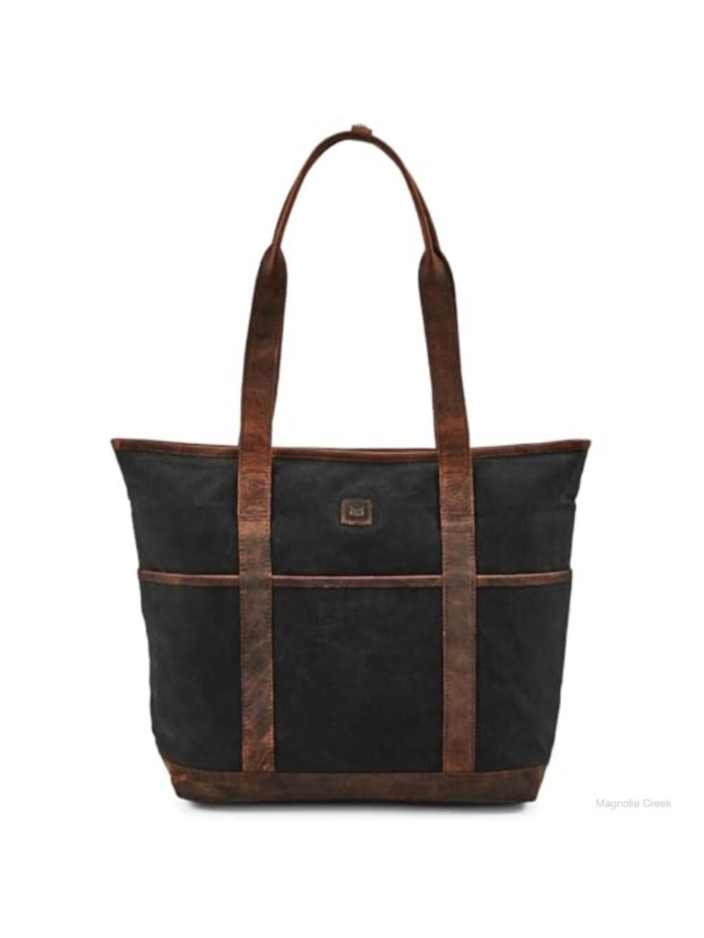 Waxed Canvas & Leather Tote Bag Large Work Zip Shoulder Handbag